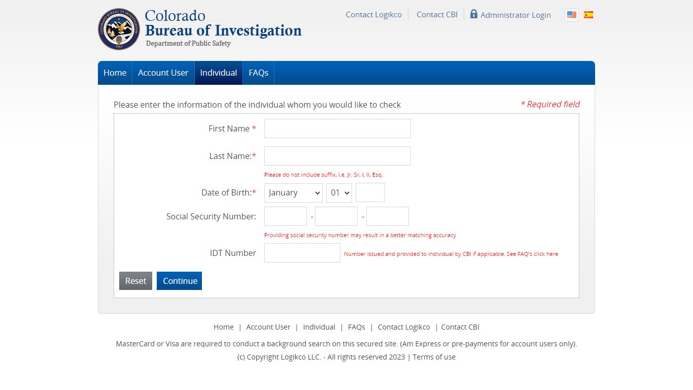 Individual Search - State of Colorado Criminal History Check